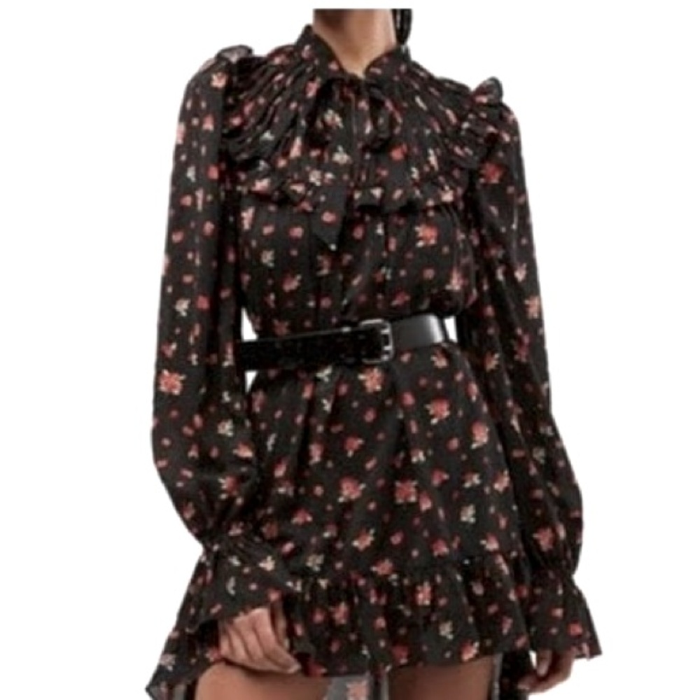Floral Black High-Low Dress - Picture 3 of 14